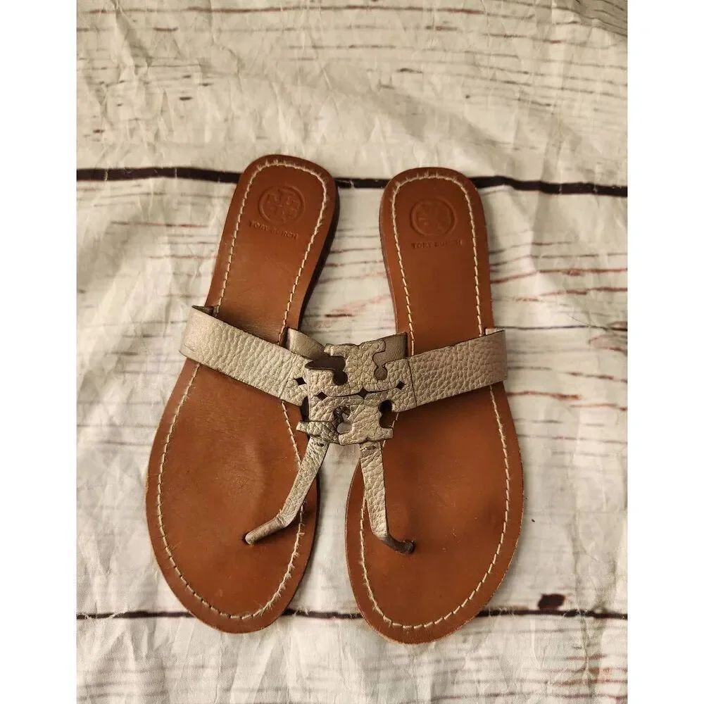 Tory‎ Burch Moore Leather Thong Sandals Size 10